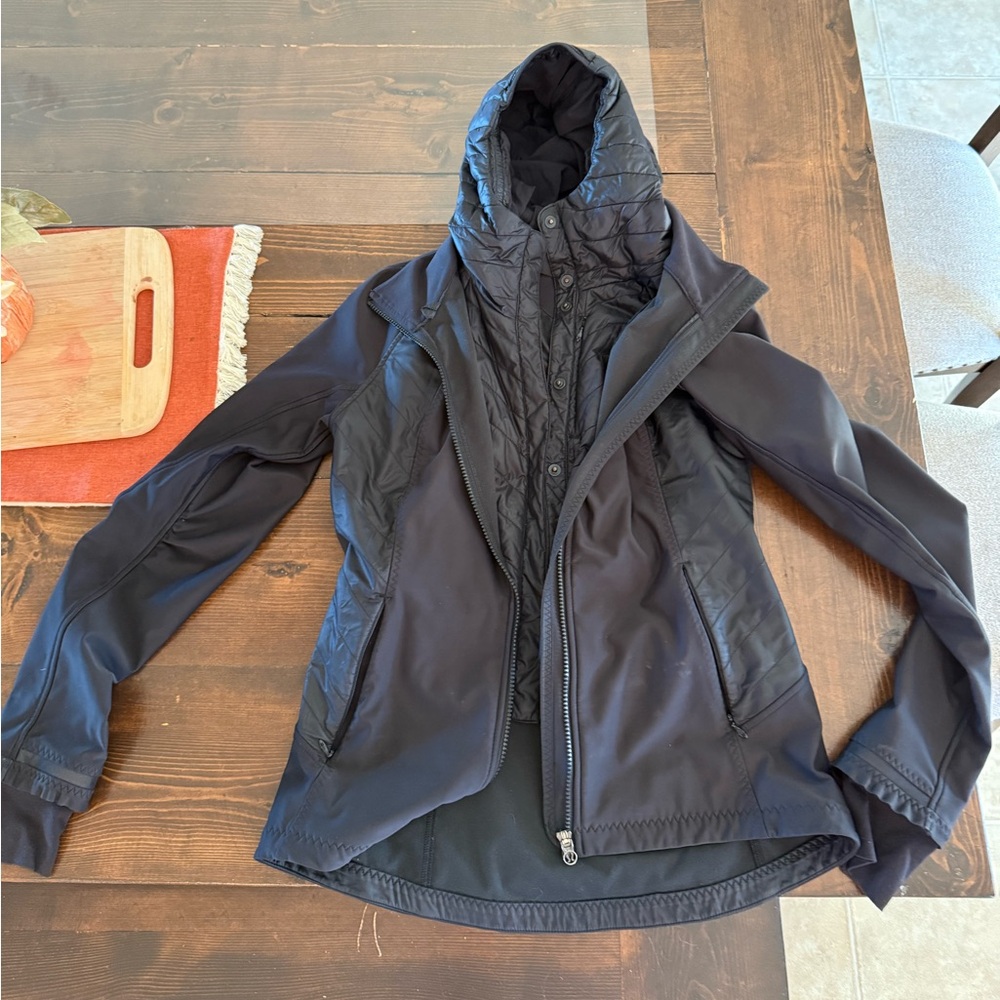 Black Hooded Jacket Lululemon another mile with detachable hooded vest